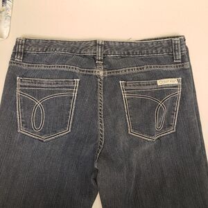 Calvin Klein Womens Jeans Back Pocket Design Skinny Sz 10 Dark Blue Cowgirl Slim